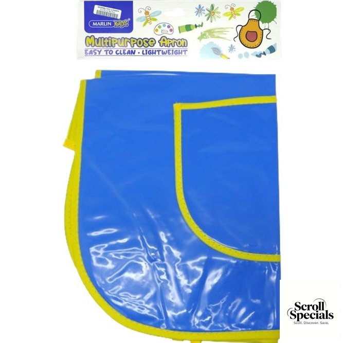 6009608644160-BLU Marlin Multi Purpose Kids Plastic Aprons Blue - Image 1