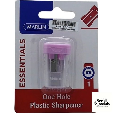 6009685856685-PK Marlin Essentials One Hole Plastic Pink Sharpener - Image 1