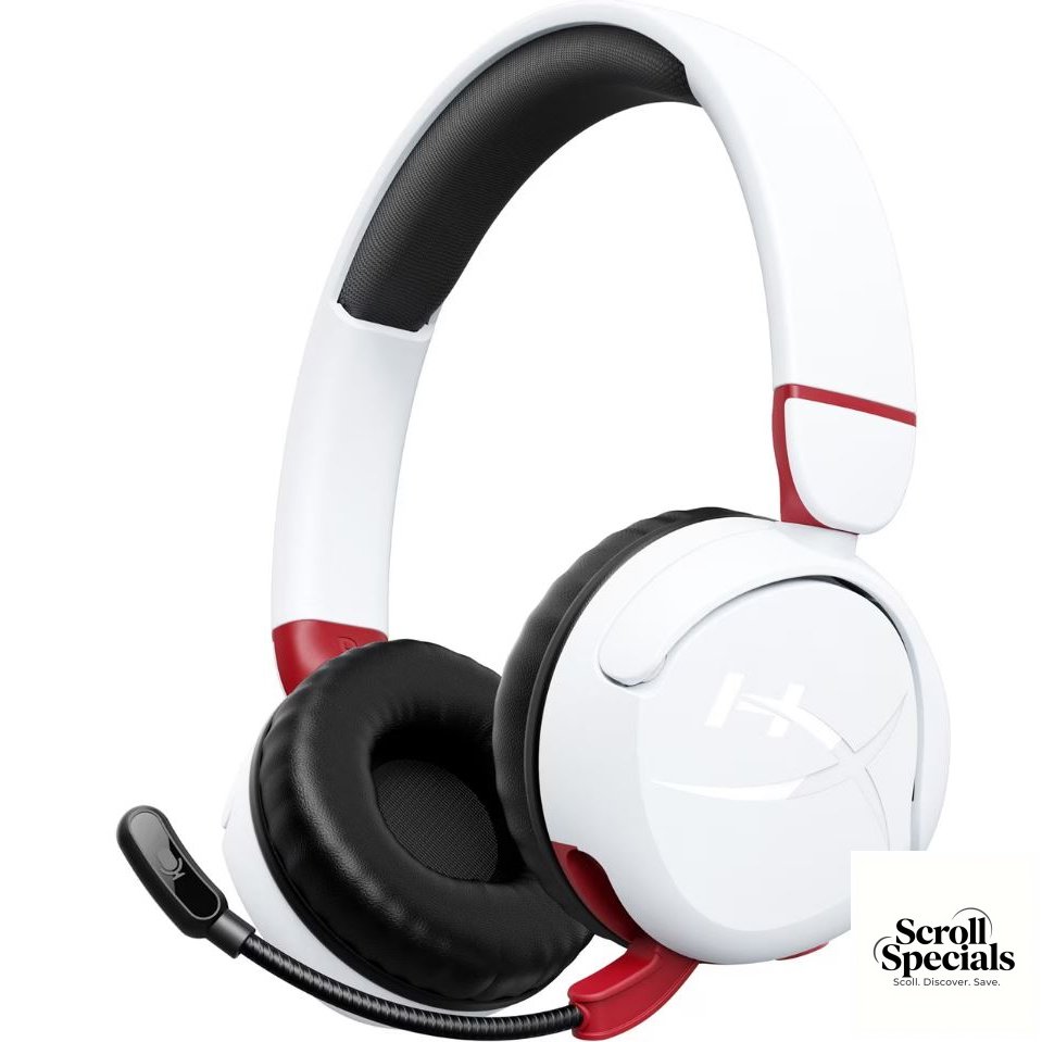 7G8F2AA HP HyperX Cloud Mini Wireless White And Red Headset with Microphone - Image 1