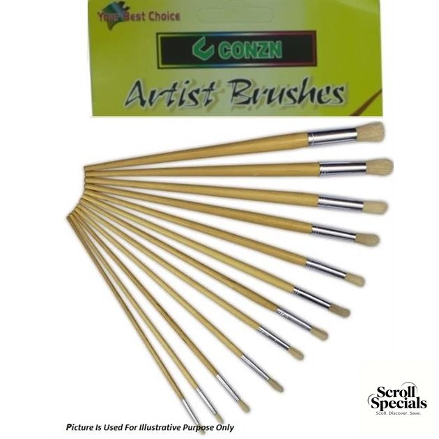 BW-10316-21 Brainware Artist 12 Nylon Brush Set - Image 1