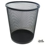 Brainware Round Steel Mesh Trash Can Black