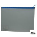 Brainware A4 Clear Carry Folder With Blue Easy Slide Zip