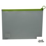 Brainware A4 Clear Carry Folder With Green Easy Slide Zip
