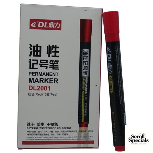 BWDL2001RD DLOffice Permanent Markers Pack of 10 Red - Image 1