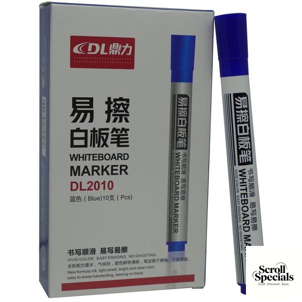 BWDL2010BL DLOffice Whiteboard Marker Blue Pack of 10 - Image 1