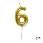 Casey 10cm Gold Numerical Birthday Candle Nr6
