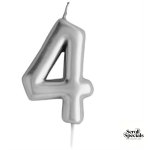 Casey 10cm Silver Numerical Birthday Candle Nr.4