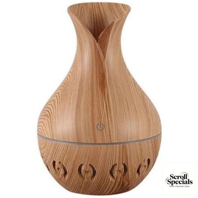 FT-036-LHWG Casey Ultrasonic Aroma Humidifier Light Hollow Wood Grain - Image 1