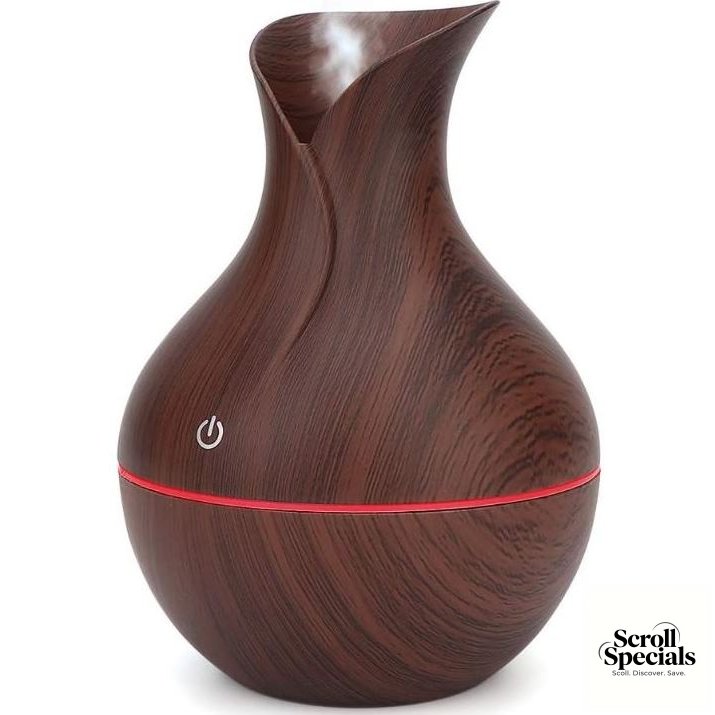FT-036B-DHWG Casey Ultrasonic Aroma Portable Humidifier Dark Hollow Wood - Image 1