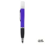 Geeko 3-in-1 Sanitizer Spray Stylus and Blue Ink Pen Purple