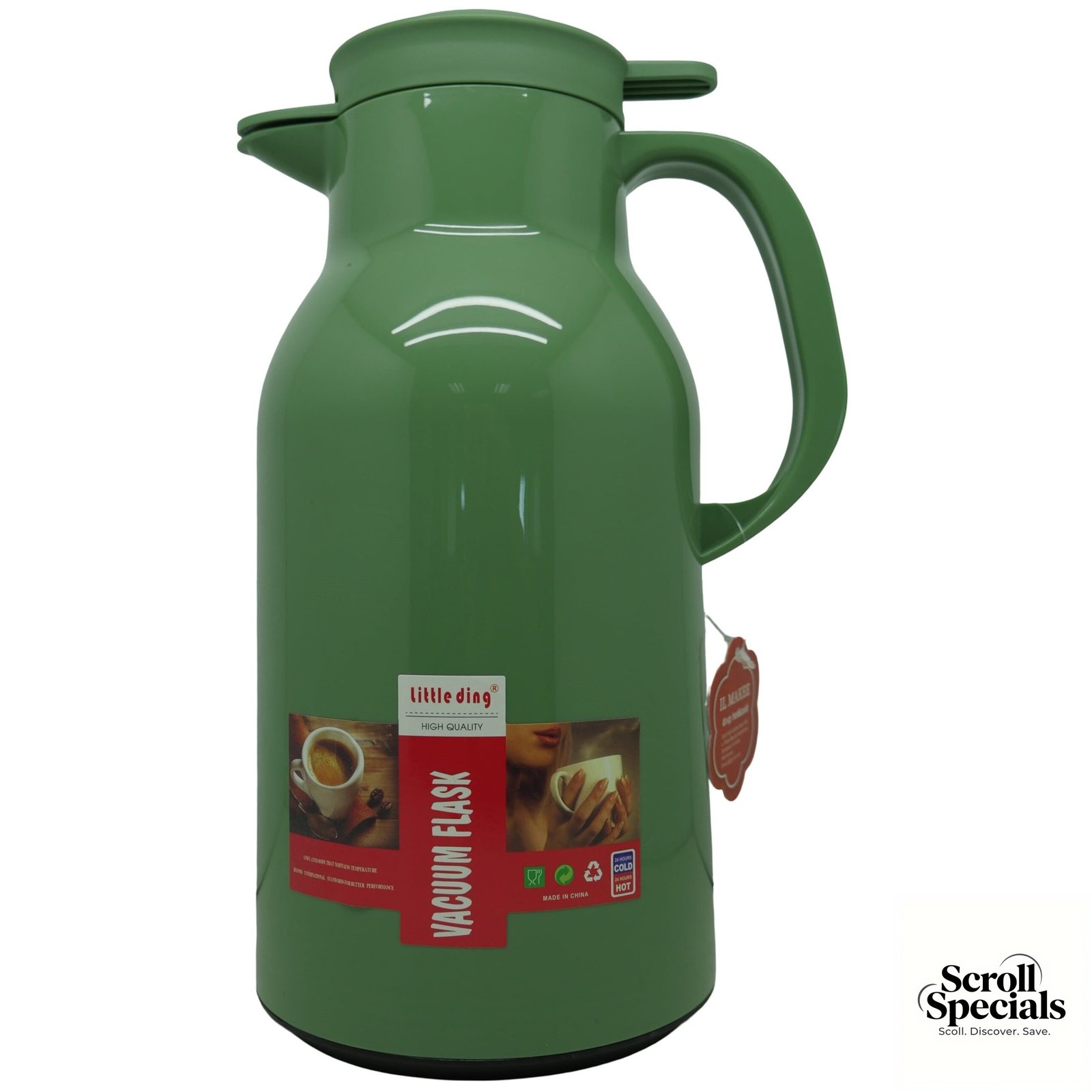 HXA-3173-GRN Casey Little Ding 1.3L Flask Jug in green - Image 1