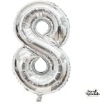 Casey 102cm Silver Balloon Number 8