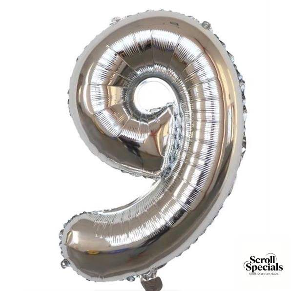 IZY-2131-2-NR9SIL Casey 102cm Silver Balloon Number 9 - Image 1