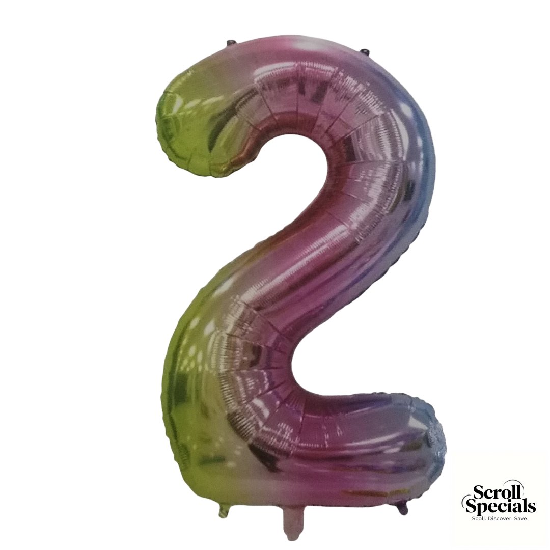 IZY-2131-3-NR2RNBW Casey 102cm Rainbow Balloon Number 2 - Image 1