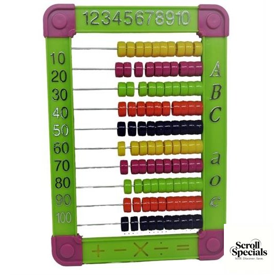 JQ8026BGRN Brainware Bear Green Plastic Abacus 100 Beads Flatboard - Image 1