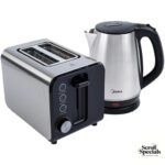Midea Deluxe Stainless Kettle and 2 Slice Toaster Breakfast Pack